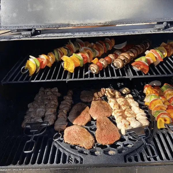 Stainless Steel BBQ Skewer | Double-Tine Design | Slide Scraper for Easy Cleaning | SpießPro