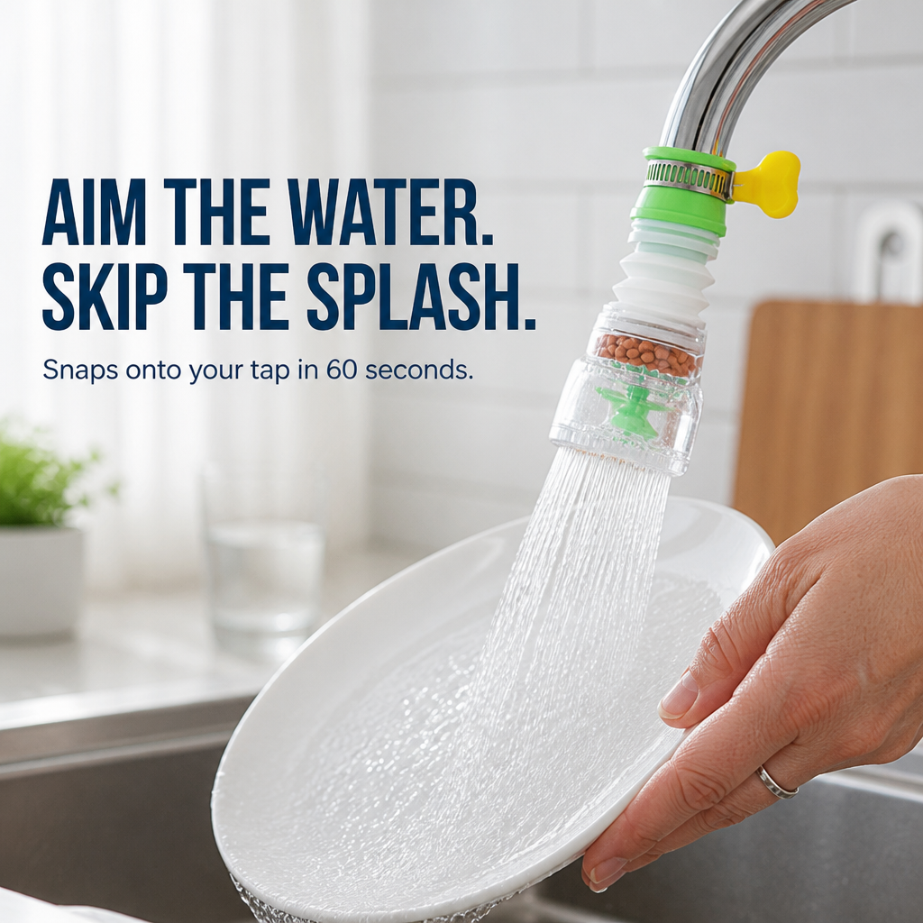 AquaPulse™ — Bend Your Faucet, Soften the Spray, End Countertop Splash