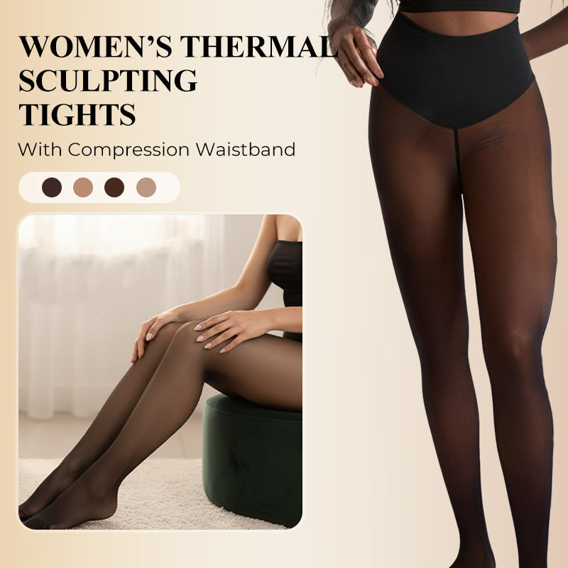 VelouraFlex™ – Sheer Thermal Sculpting Tights with Compression Waistband