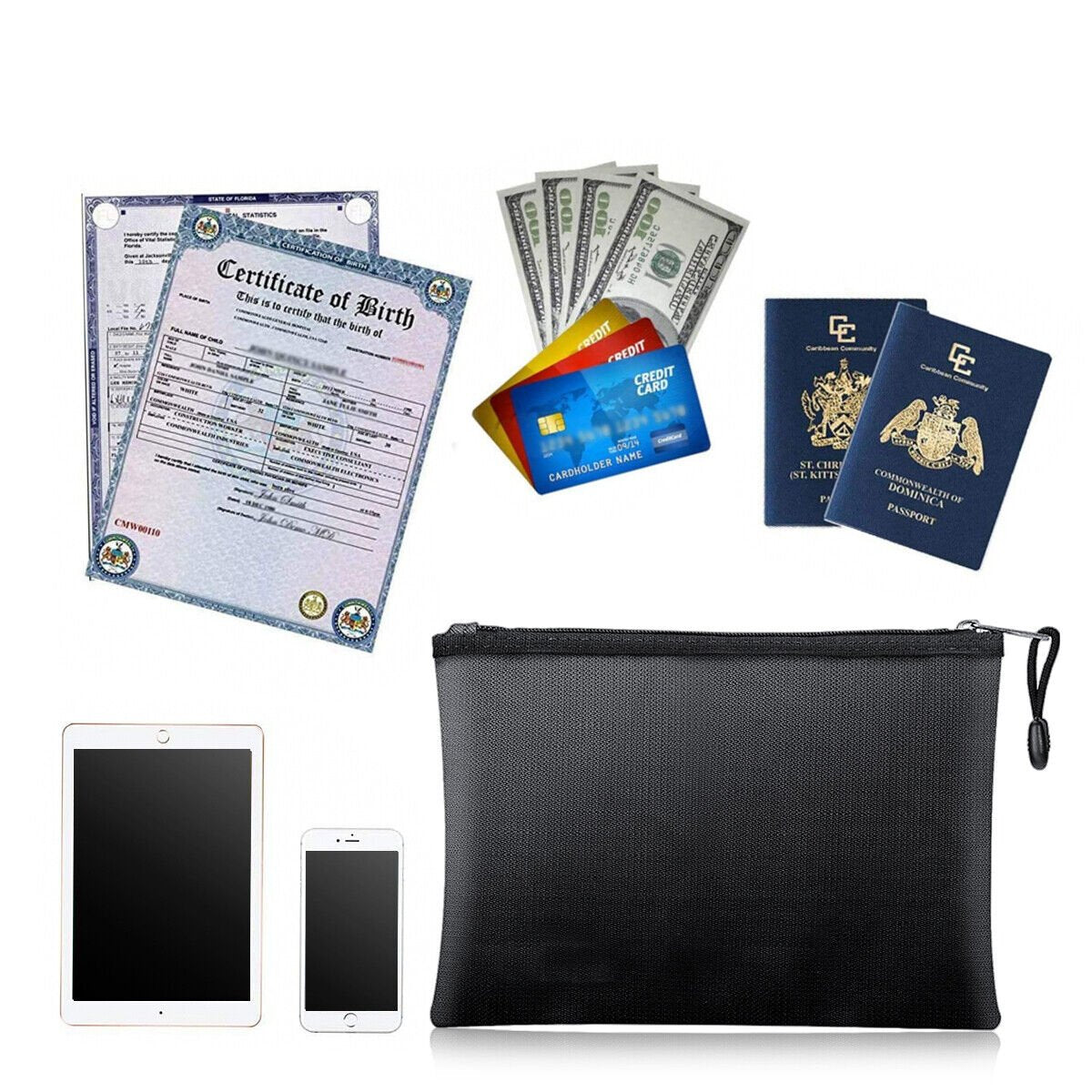 Water-Resistant and Fireproof Bag for Protecting Important Documents