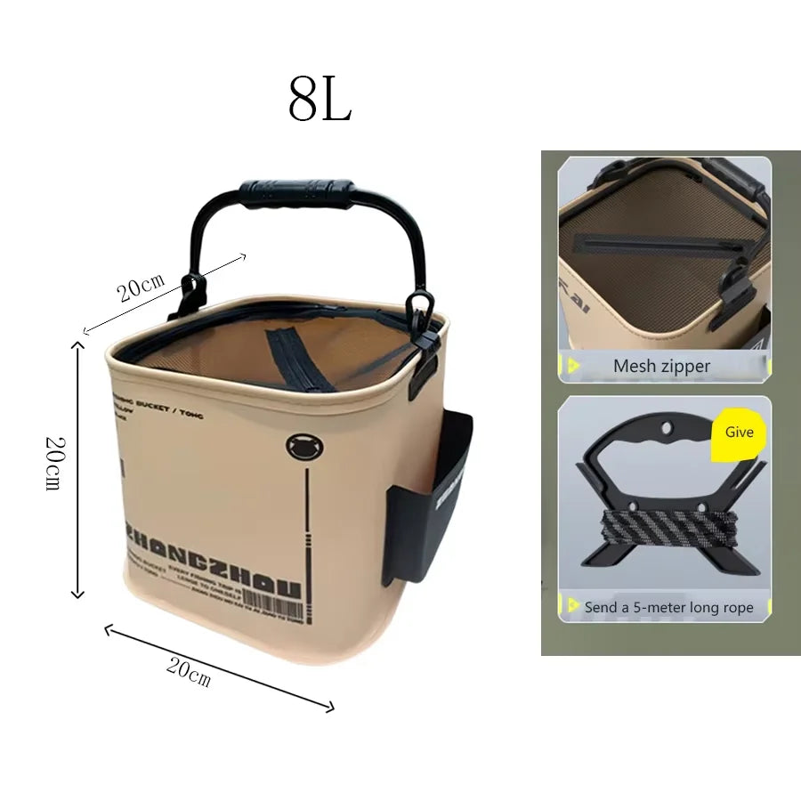 Collapsible Fishing Container with Drainage Feature