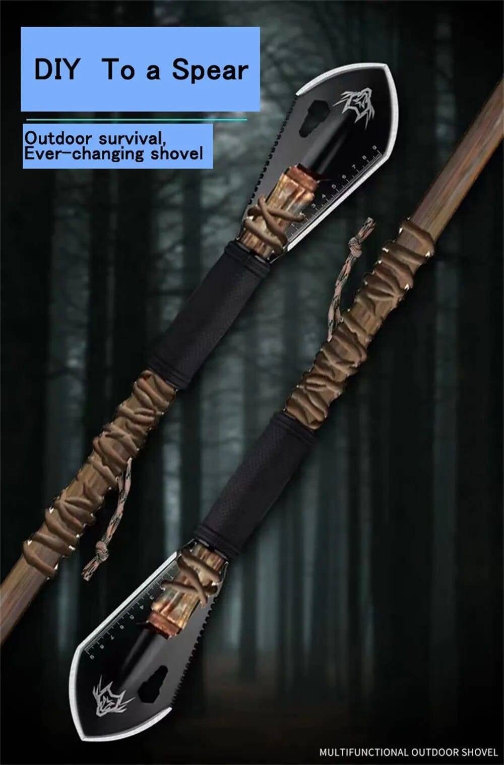 Multi-Function Stainless Steel Survival Shovel Kit with Accessories