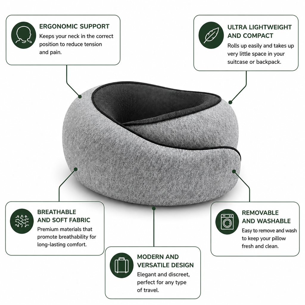 VoyageEase™ Neck Pillow — Arrive Refreshed and Pain-Free, Every Single Trip