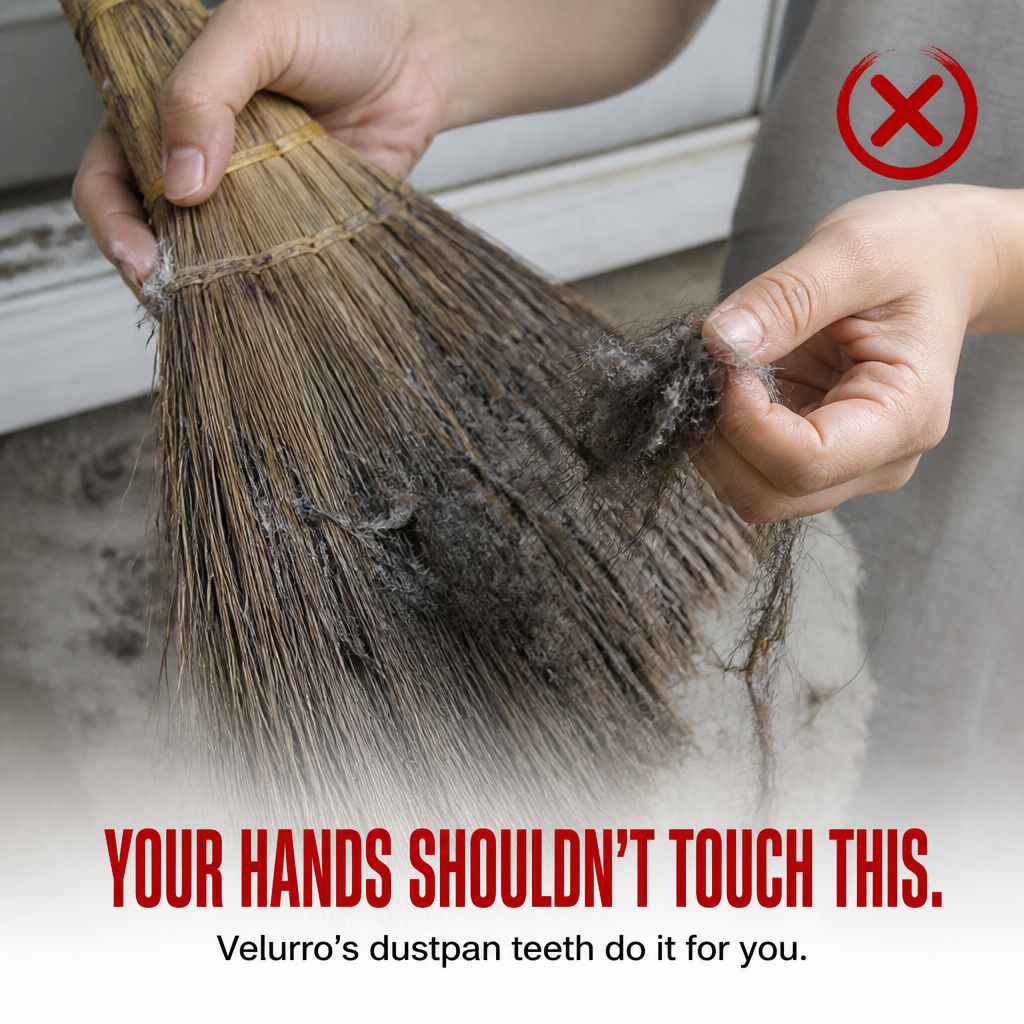 Velurro™ Shovel & Brush Set — Sweep Under Sofas and Strip Pet Hair Off Hands-Free