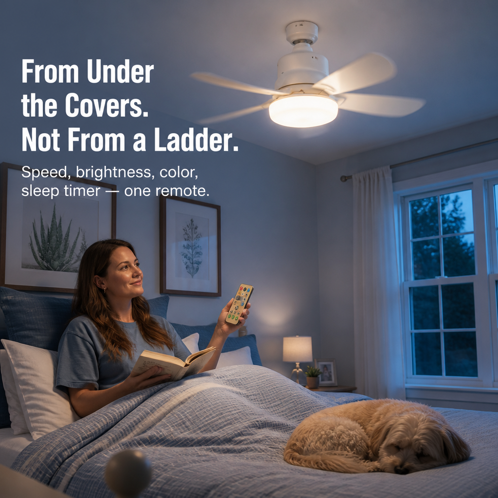 AirLume™ — Screw a Quiet Ceiling Fan + Bright LED Into Any Light Socket