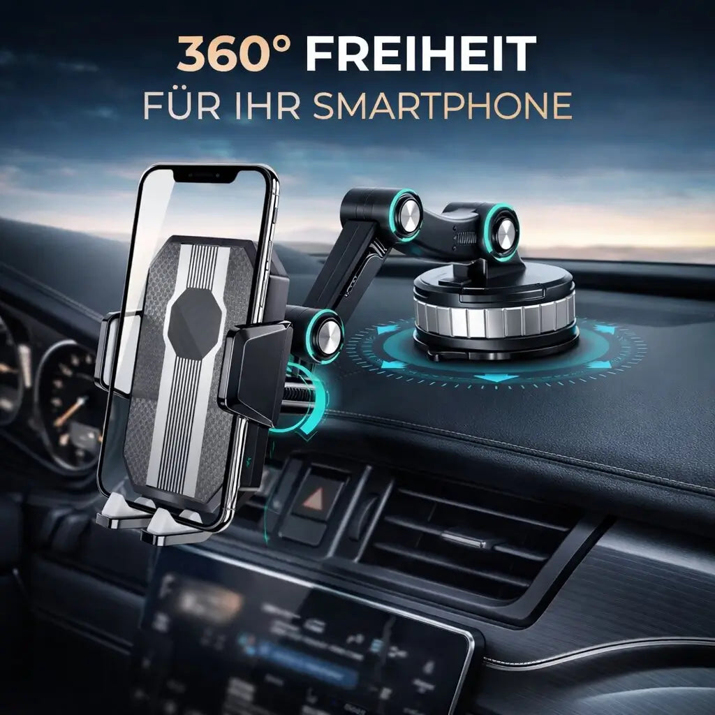 Car Phone Mount with Suction Cup & 360° Rotation