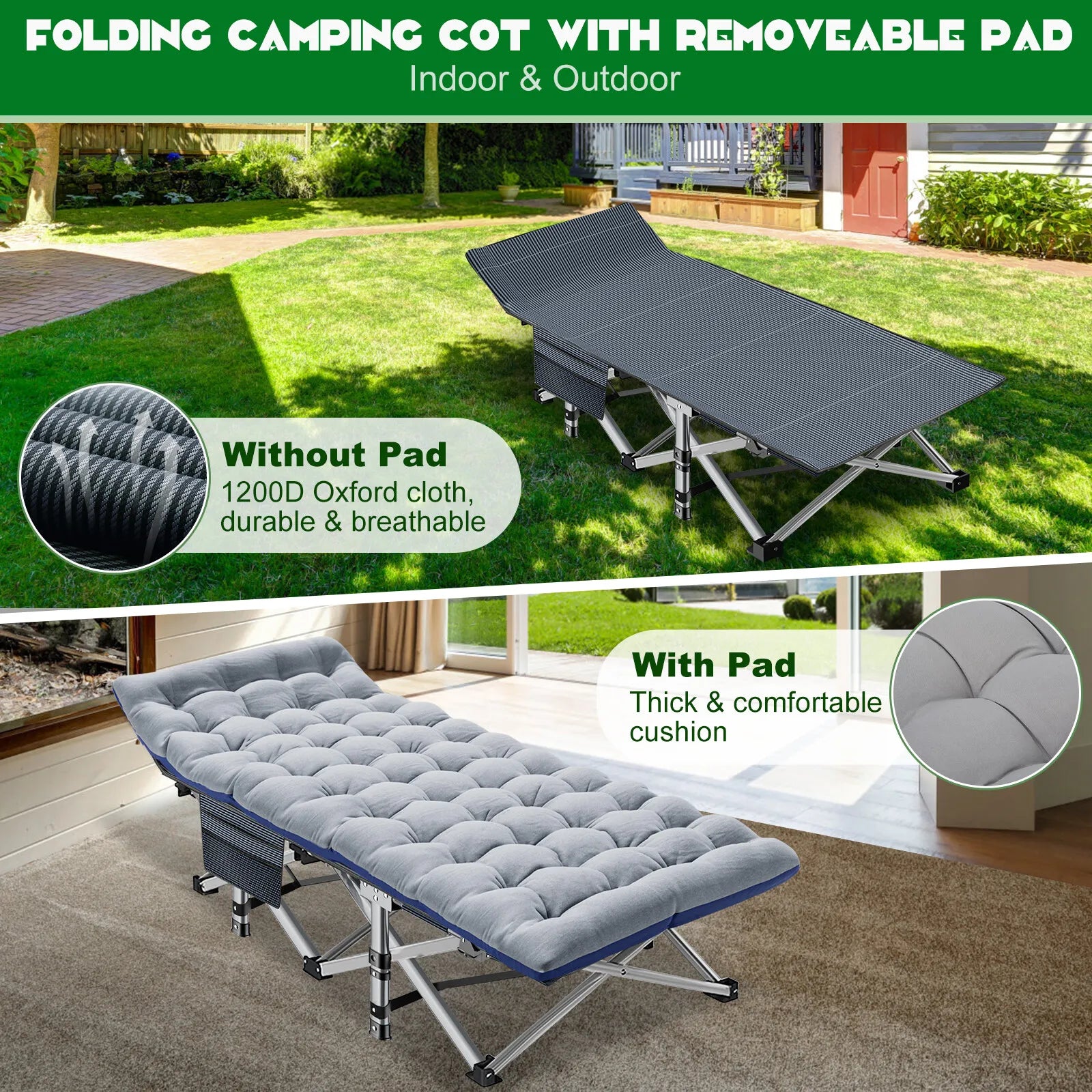 Sturdy Outdoor Folding Camping Bed – Portable Heavy-Duty Design