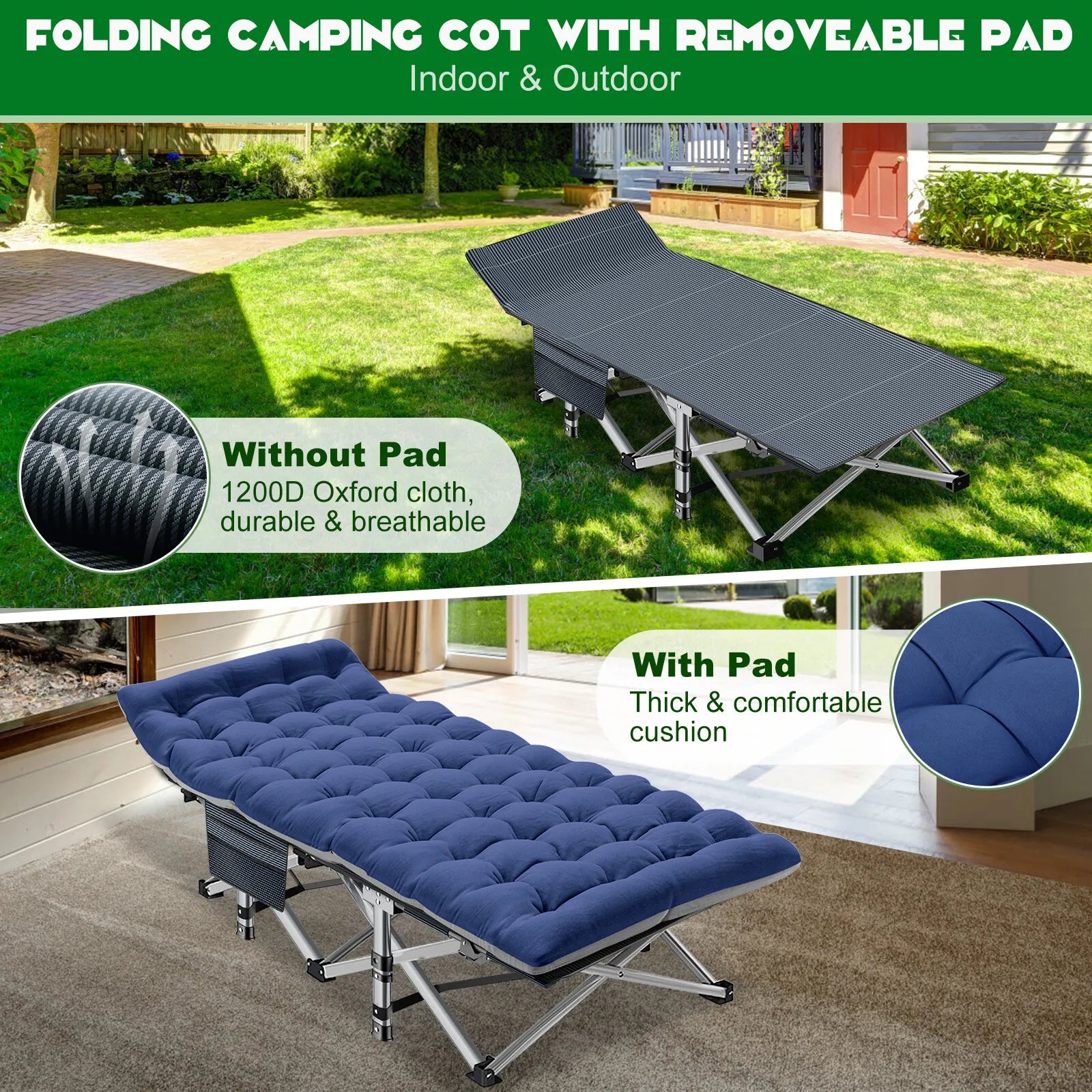 Sturdy Outdoor Folding Camping Bed – Portable Heavy-Duty Design
