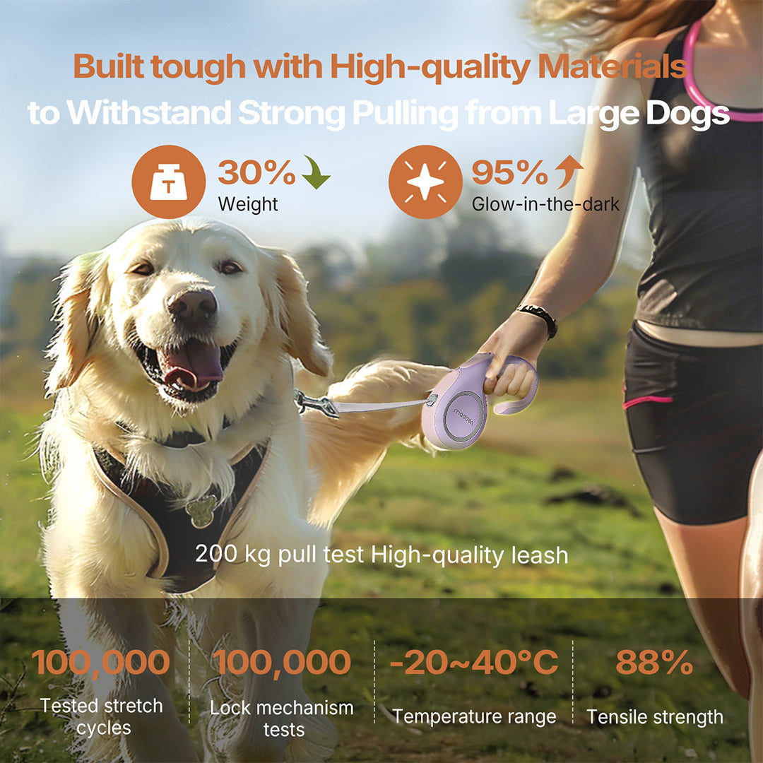 Durable Dog Leash with Retractable Design for Strong Pulling Dogs