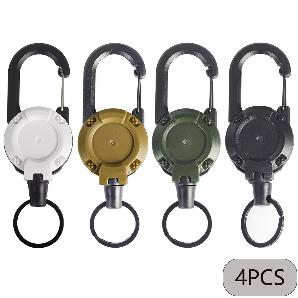 Durable Keychain with Retractable Reel for Keys and ID Cards
