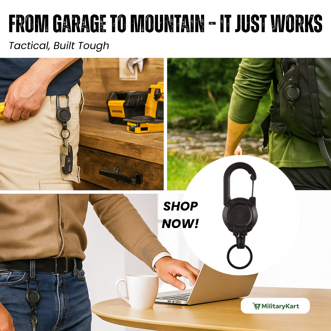 Durable Keychain with Retractable Reel for Keys and ID Cards