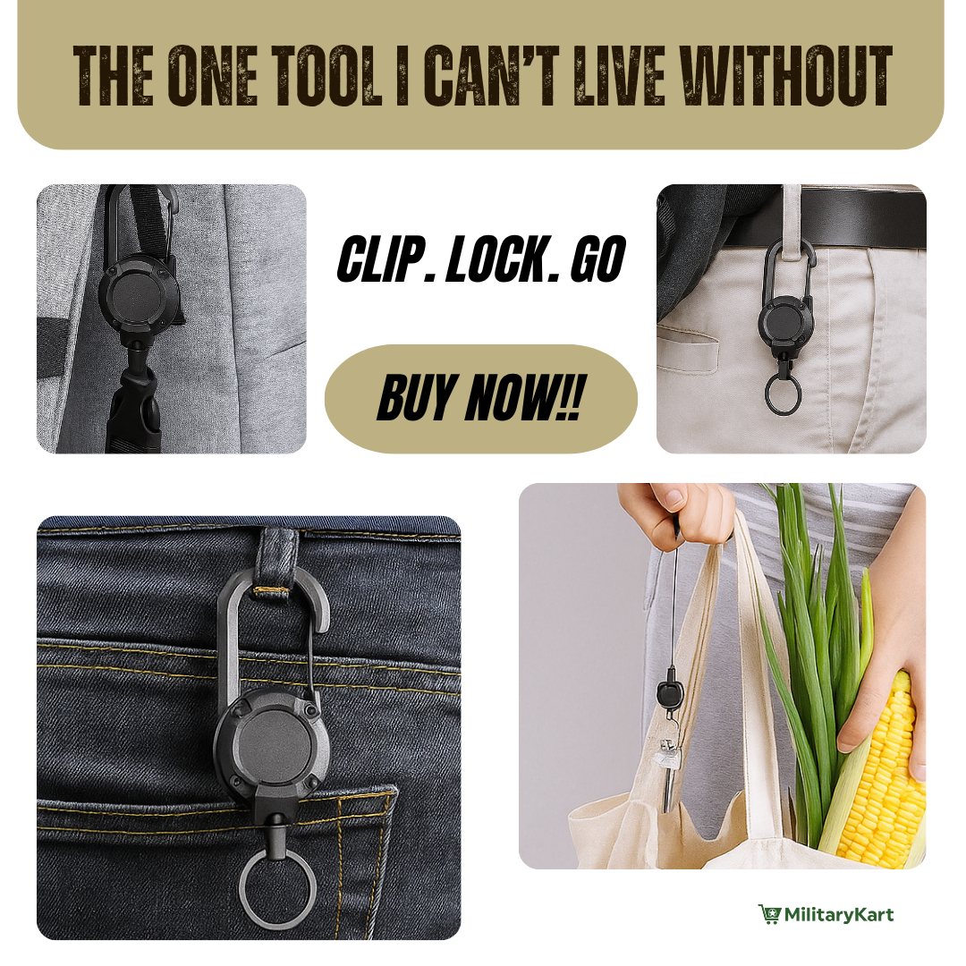 Durable Keychain with Retractable Reel for Keys and ID Cards