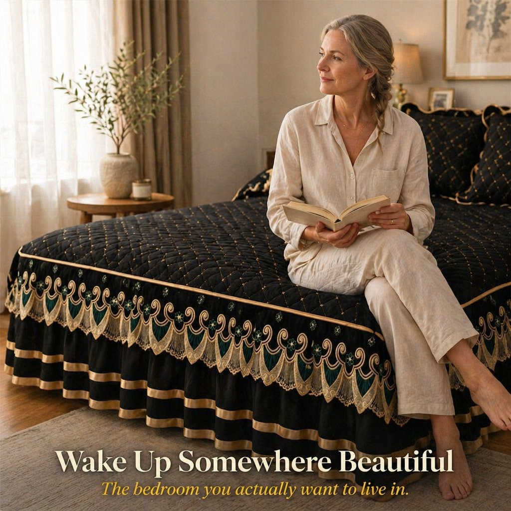 RamvoaLuxe™ — Drape Your Bed in Embroidered Lace and Gilded-Ribbon Hotel-Suite Glamour