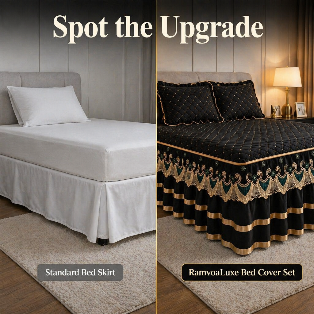 RamvoaLuxe™ — Drape Your Bed in Embroidered Lace and Gilded-Ribbon Hotel-Suite Glamour