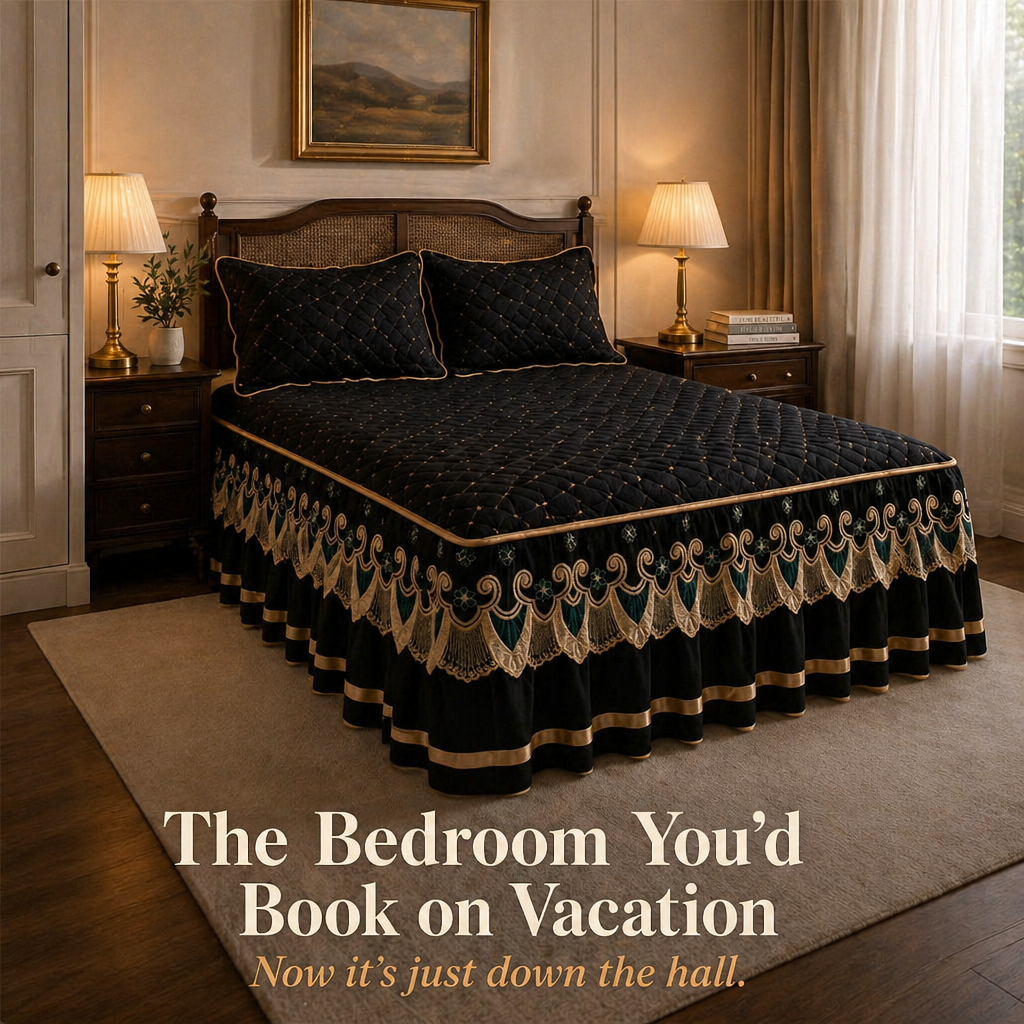 RamvoaLuxe™ — Drape Your Bed in Embroidered Lace and Gilded-Ribbon Hotel-Suite Glamour