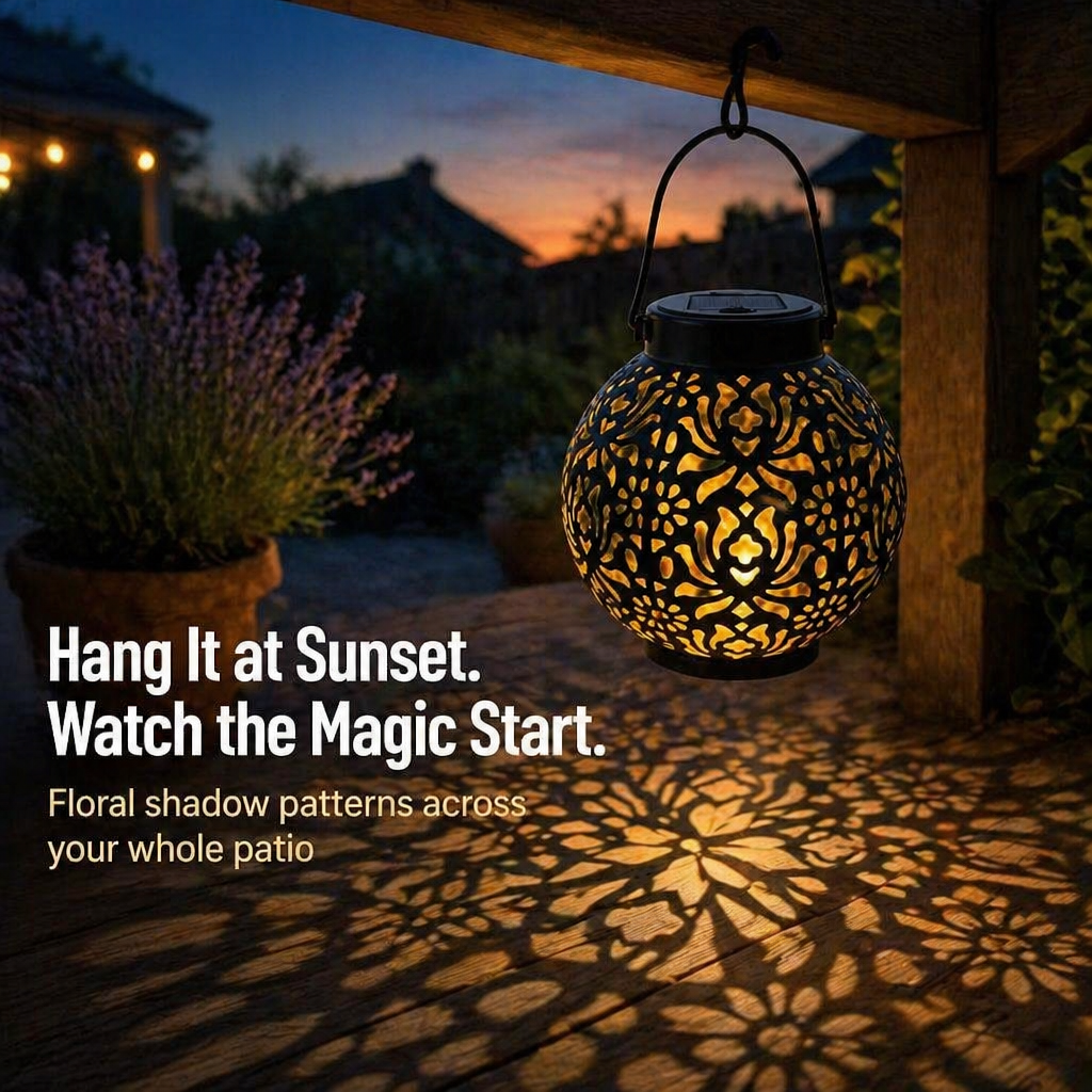 LumiFleur™ Solar Lantern — Cast Floral Shadow Magic Across Your Backyard