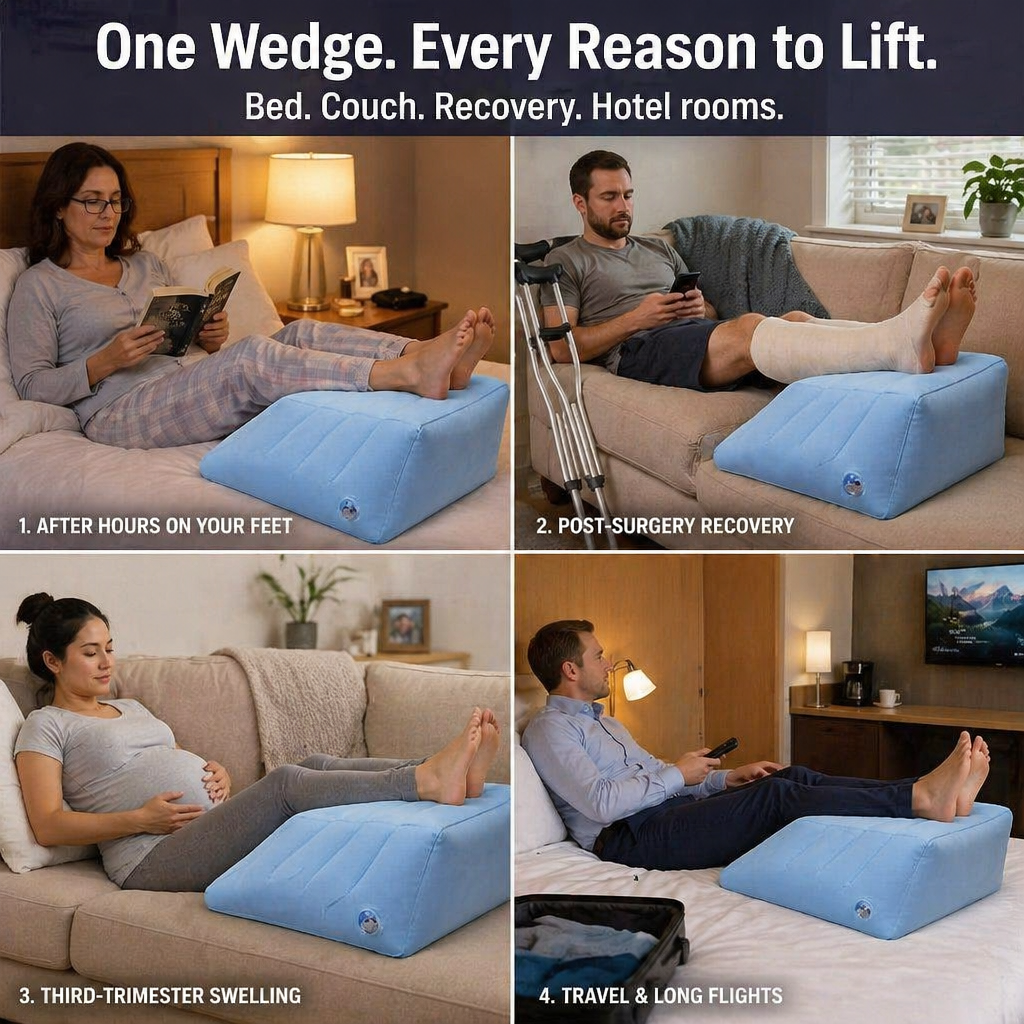 SereniLift™ — Drain Puffy Ankles and Sleep Through the Night Without Restacking Pillows