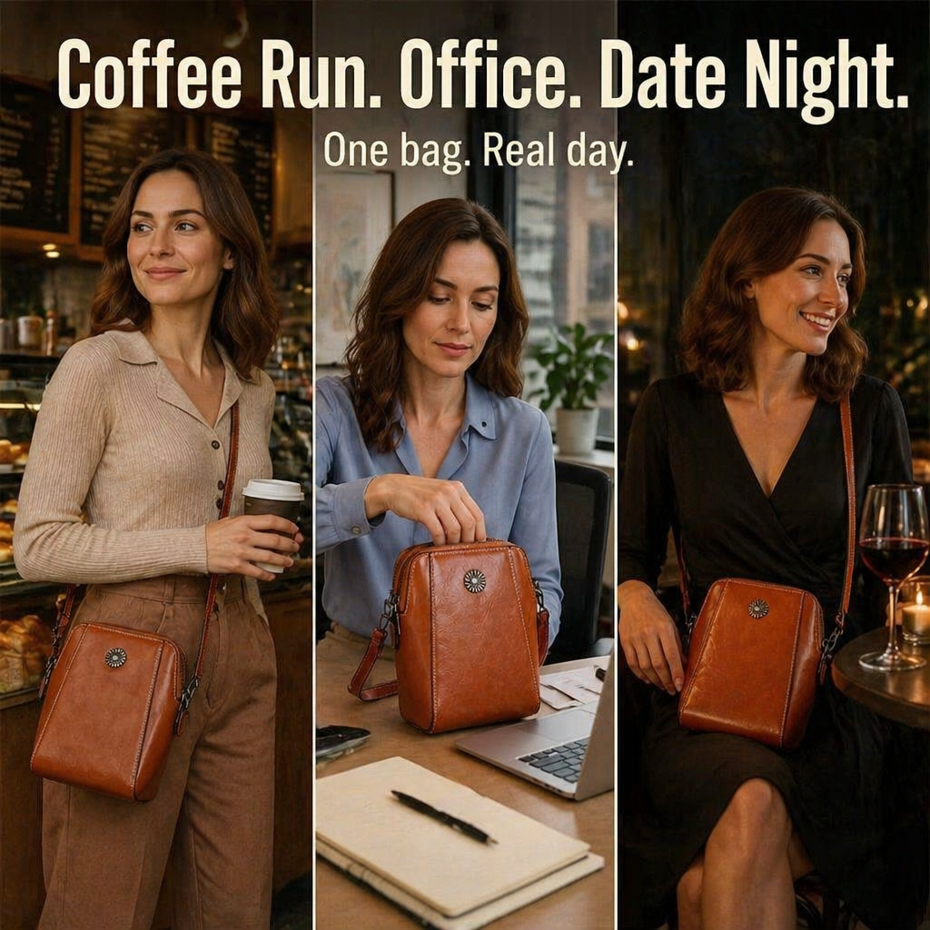 VividAura™ — Carry Phone, Cards & Lipstick in One Soft-Leather Crossbody