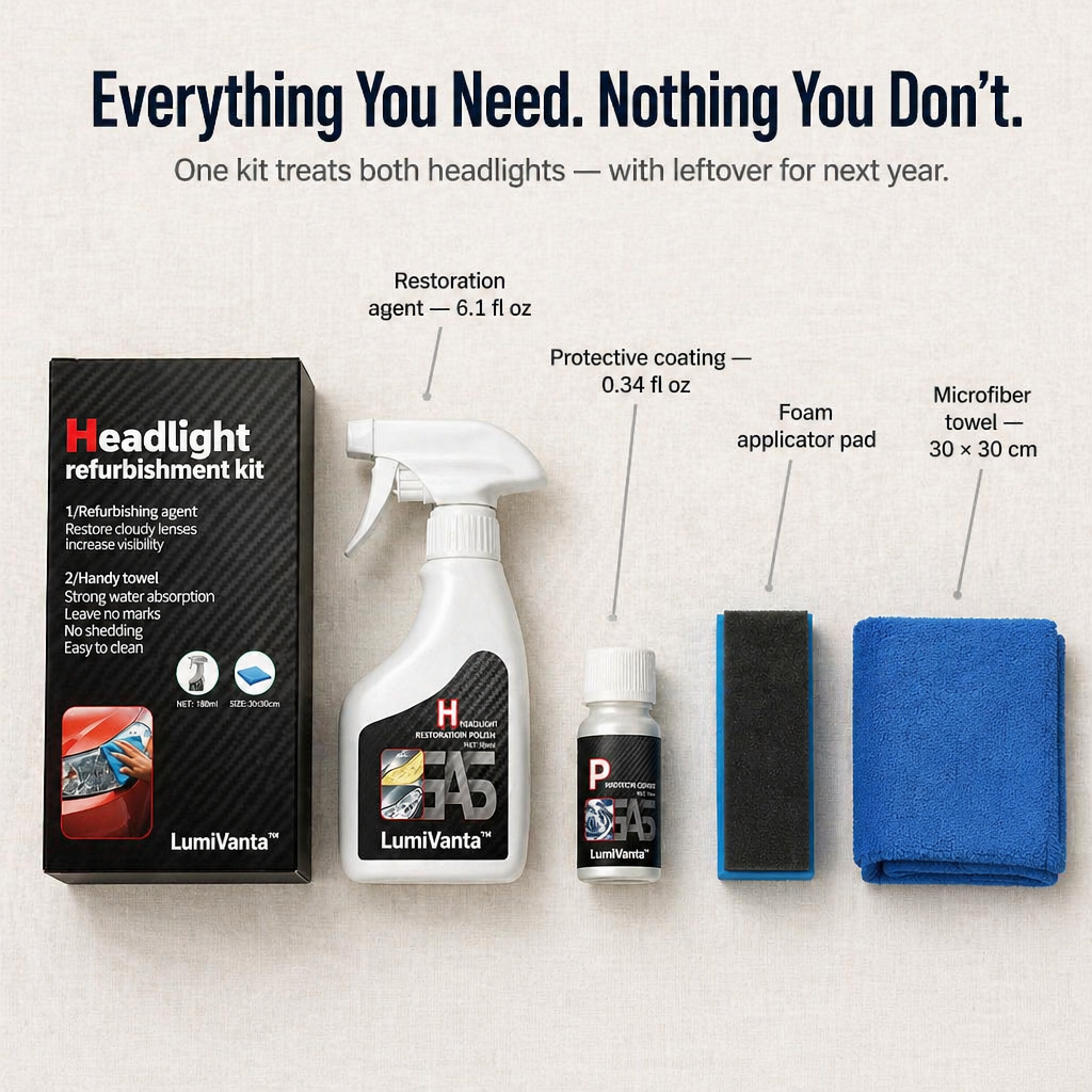 LumiVanta™ — Strip Yellow Haze & Seal Headlights Crystal-Clear in 2 Minutes