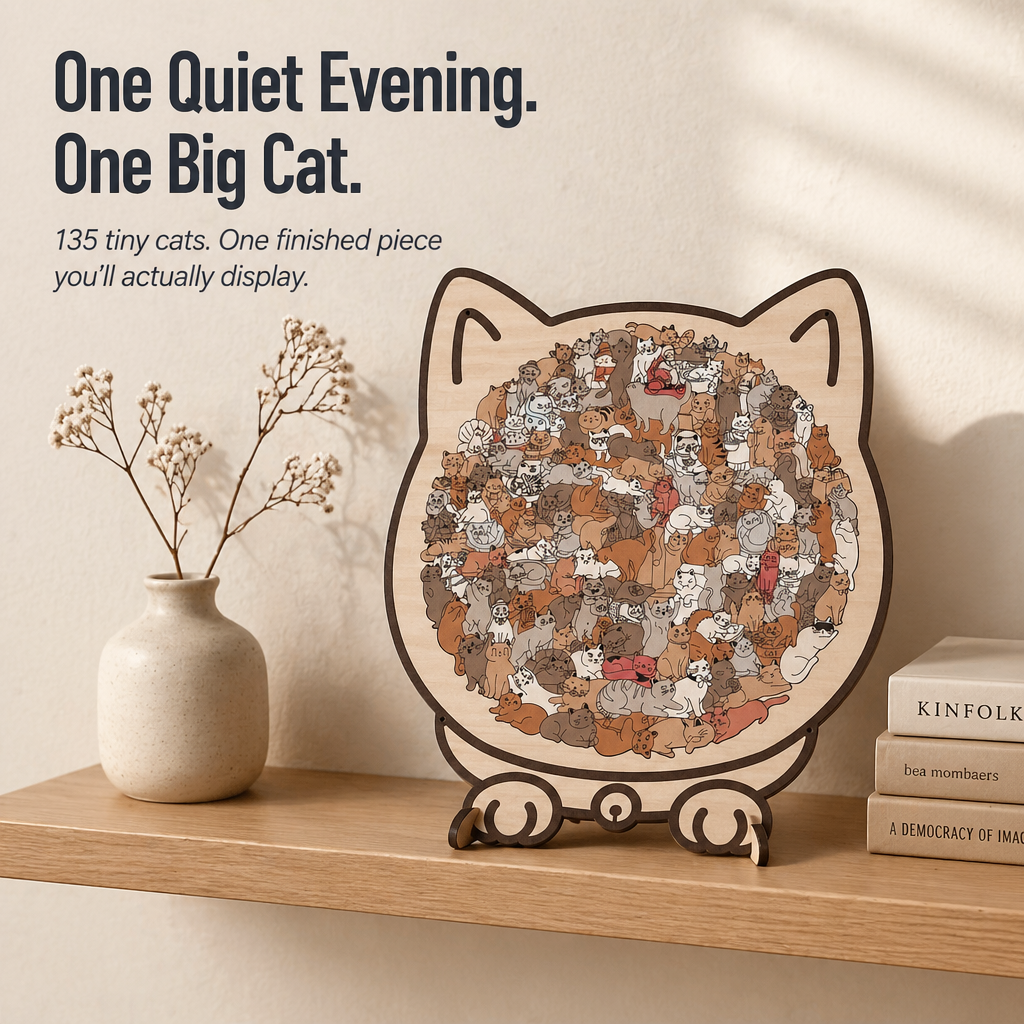 WhiskerCraft™ — Build a Big Cat Out of 135 Tiny Cats in One Evening