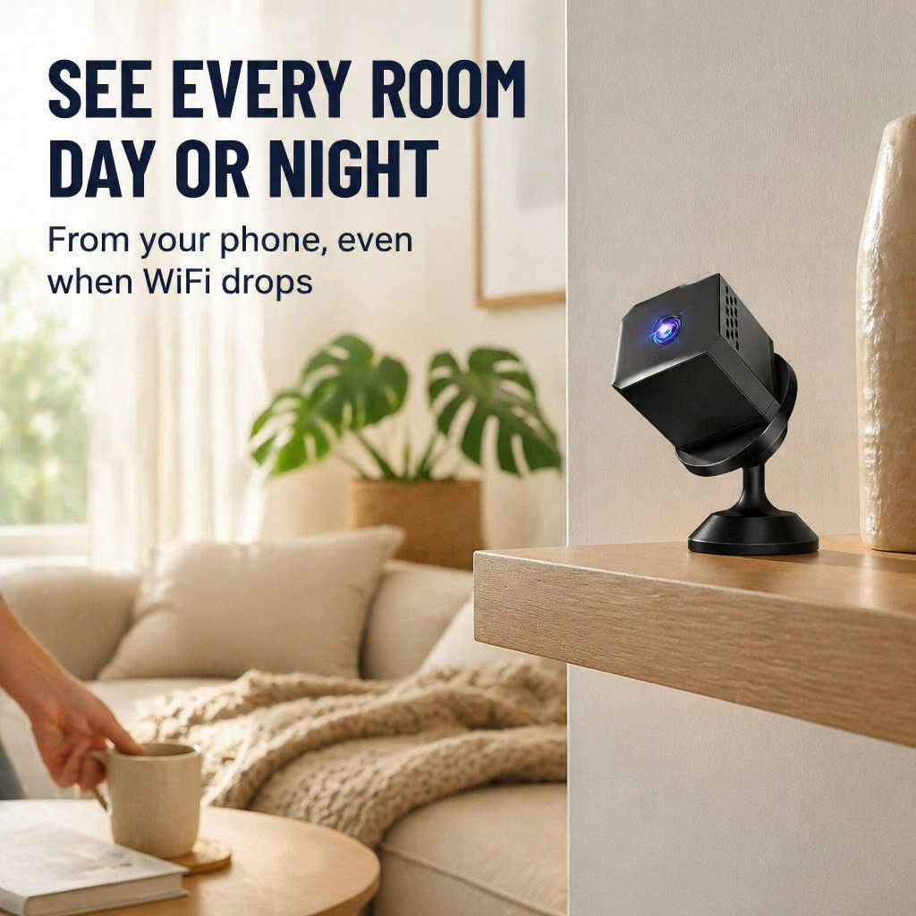 Zoomora™ Mini Cam — See Every Room Day or Night, From Anywhere