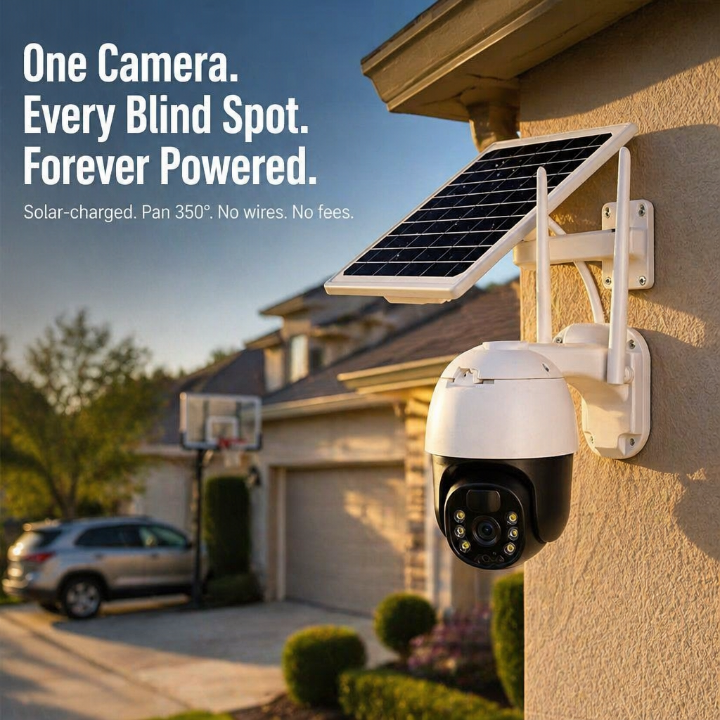 SolarSentry™ Wireless Outdoor Camera — Watch Every Blind Spot 24/7, No Wires, No Subscriptions