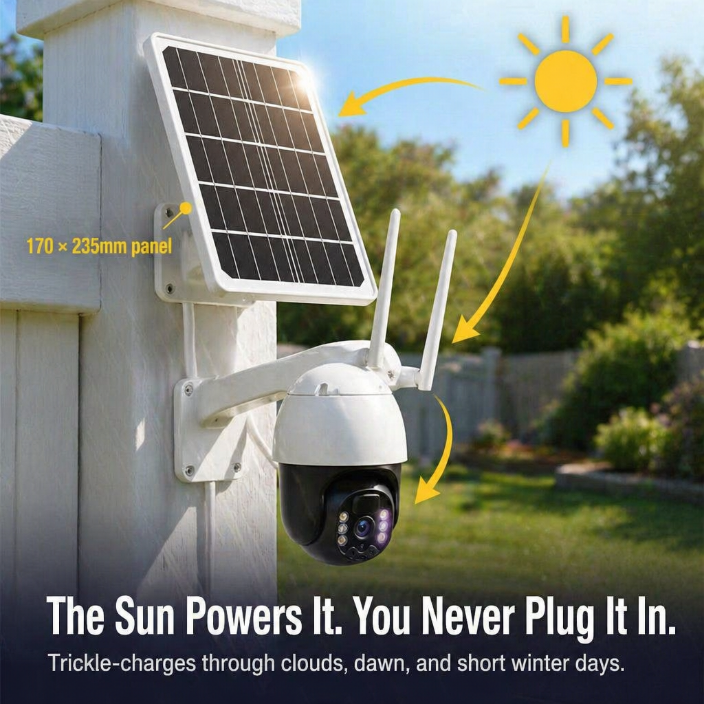 SolarSentry™ Wireless Outdoor Camera — Watch Every Blind Spot 24/7, No Wires, No Subscriptions