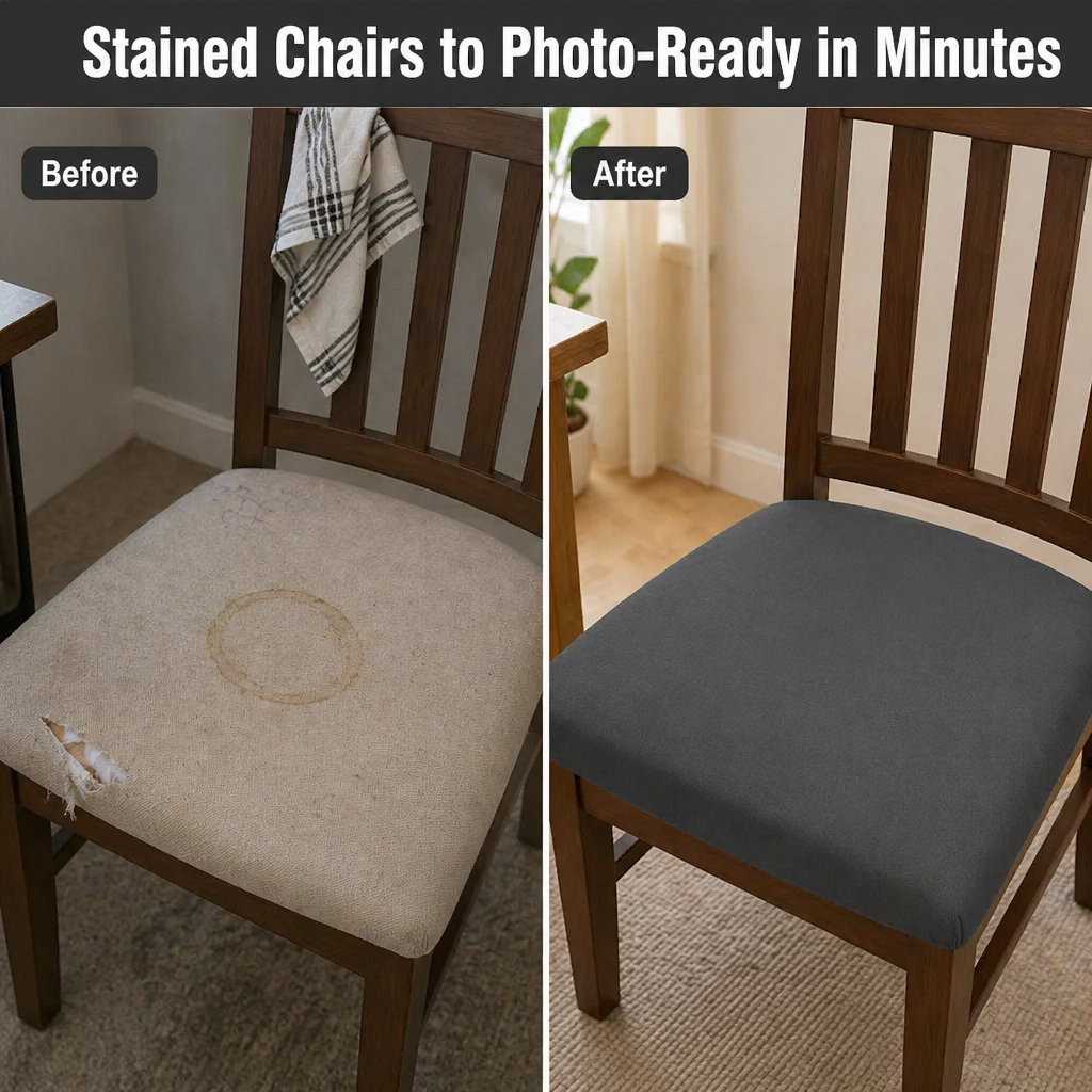 Velaria™ Dining Chair Seat Covers — Hide Stains and Refresh Old Chairs in Minutes