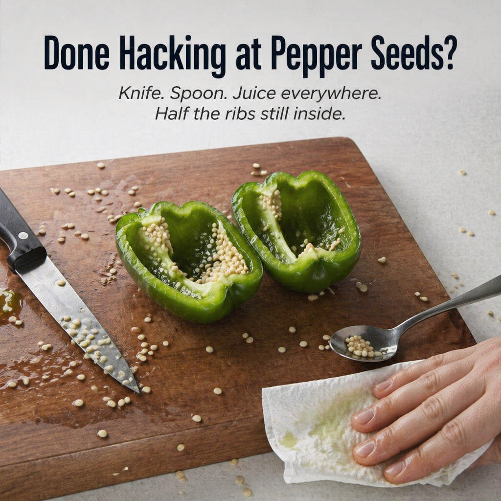 CoreEase™ — Hollow Out Peppers, Apples & Pears in One Clean Twist