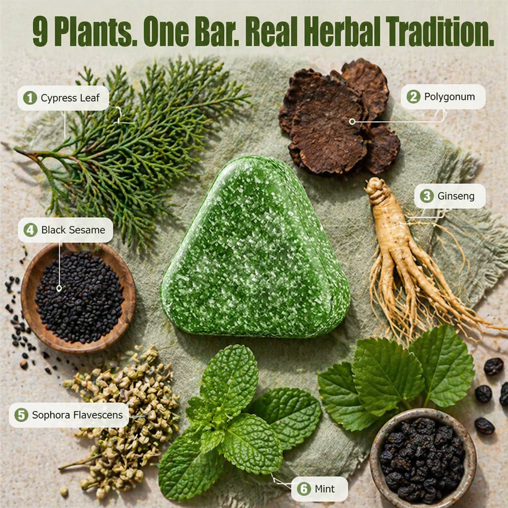 Verdanta™ Botanical Shampoo Bar — Stop Drain Shedding & Strengthen Roots With Chinese Herbs