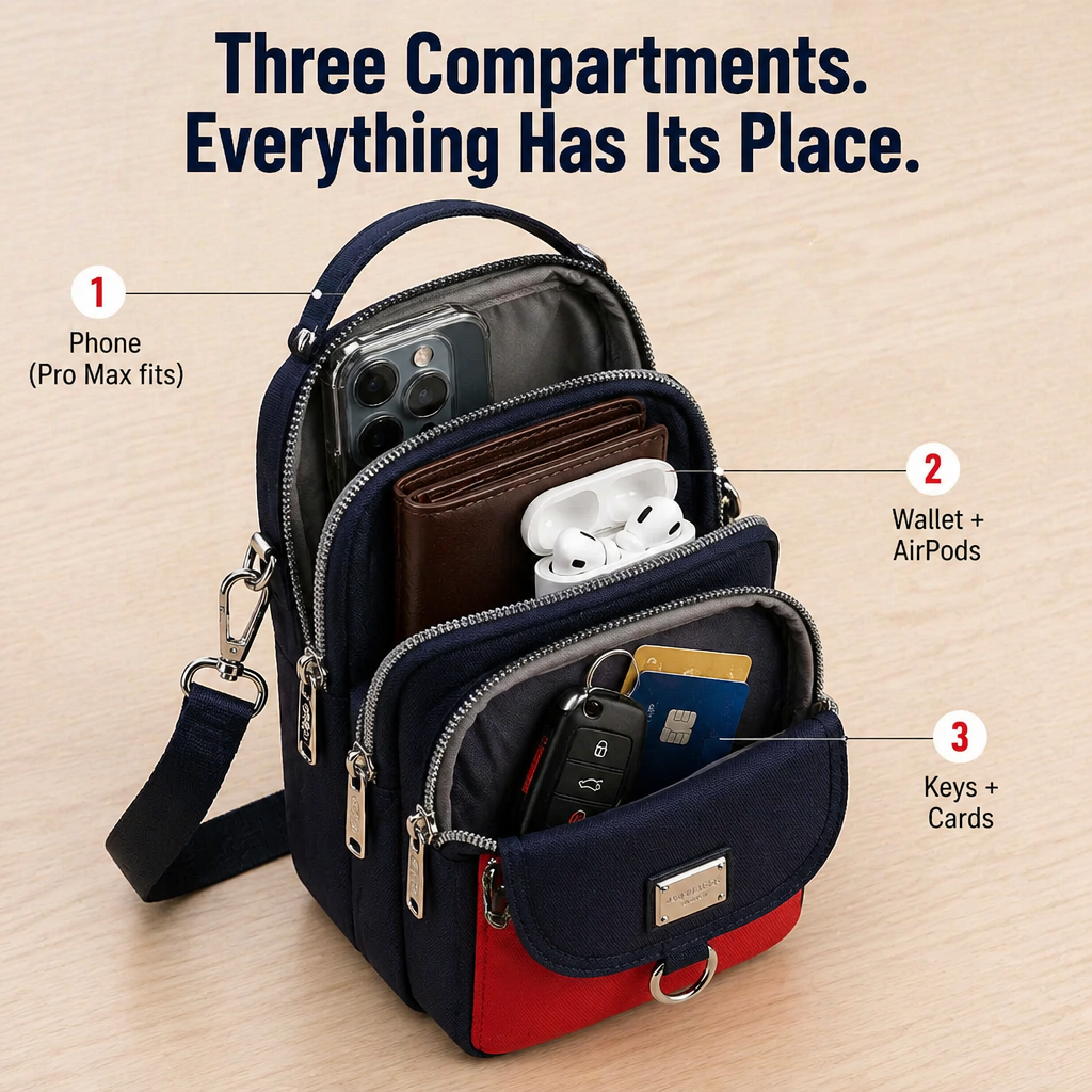 VeloStride™ Mini Crossbody — Carry Your Phone, Wallet & Keys Through Any Weather