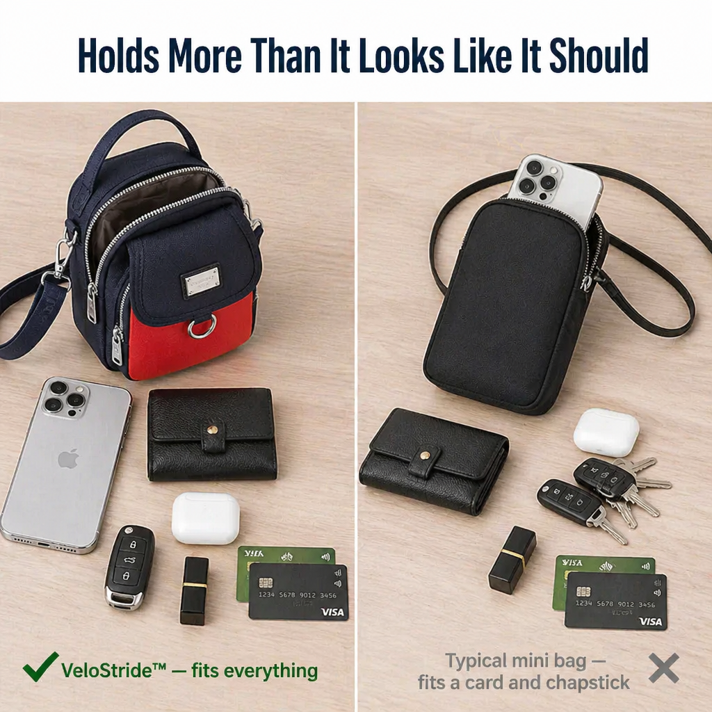 VeloStride™ Mini Crossbody — Carry Your Phone, Wallet & Keys Through Any Weather