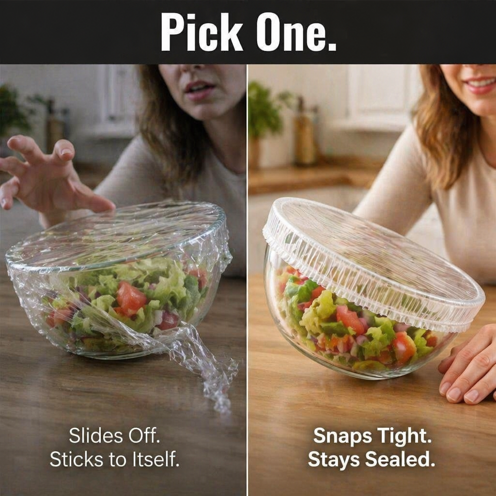 FreshWrapPro™ — Cover Any Bowl in One Stretch and Skip the Cling-Wrap Fight