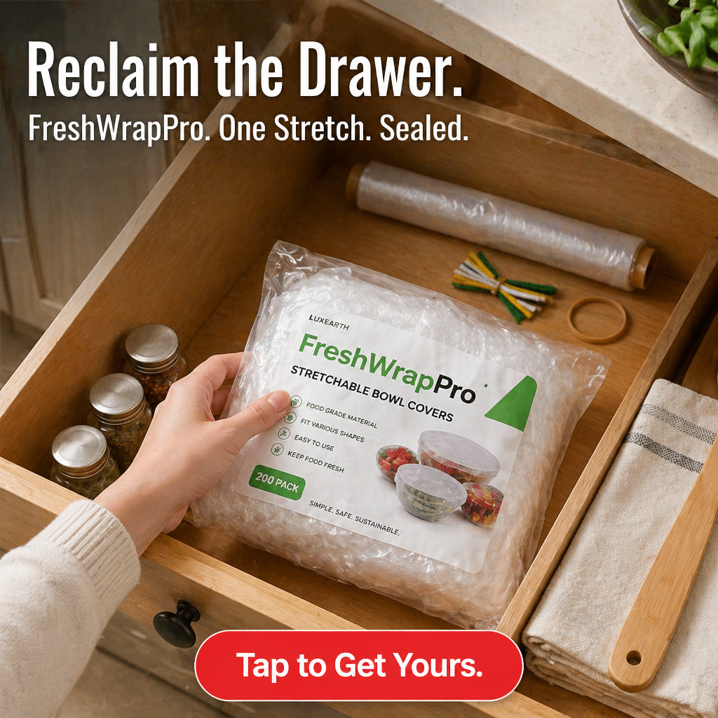 FreshWrapPro™ — Cover Any Bowl in One Stretch and Skip the Cling-Wrap Fight