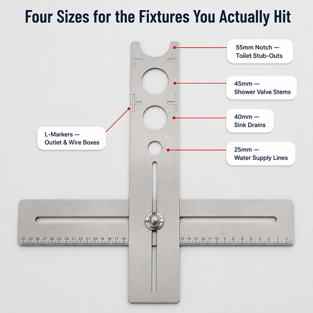 PrecisionPivot™ Tile Hole Locator — Mark Pipe & Outlet Holes Without Cracking a Single Tile