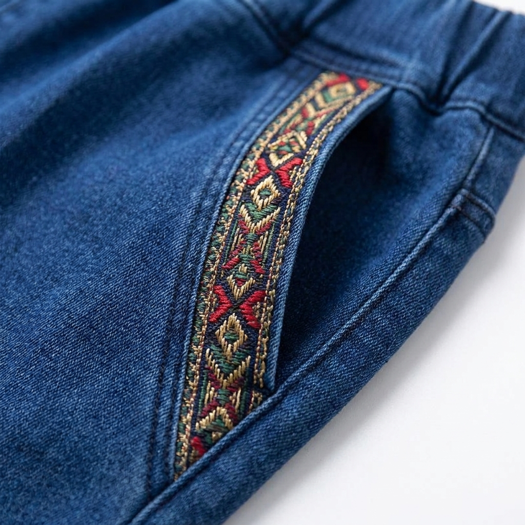 LuxeStride™ – Easy Pull-On Stretch Jeans with Embroidered Pocket Trim