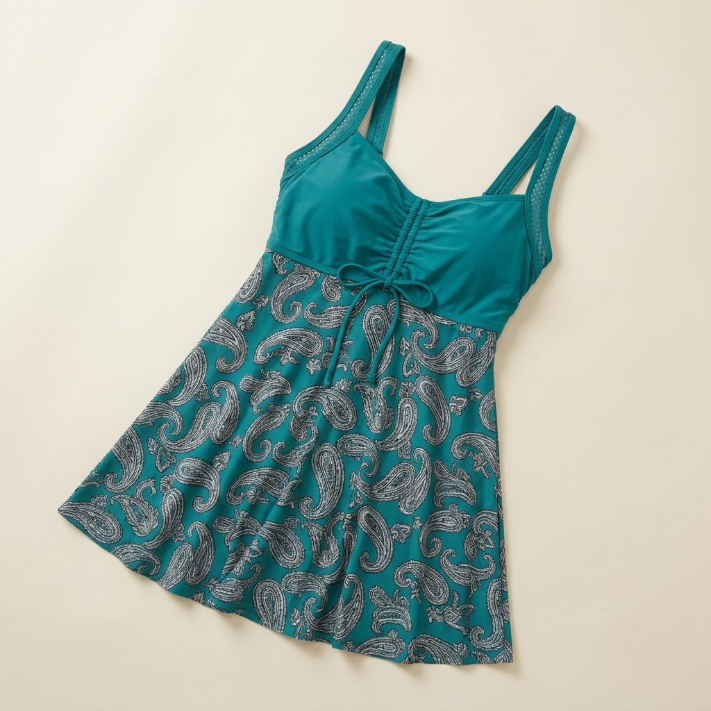 VivaMorph™ – Sculpting Swim Dress with Ruched Front and Flowy Skirt