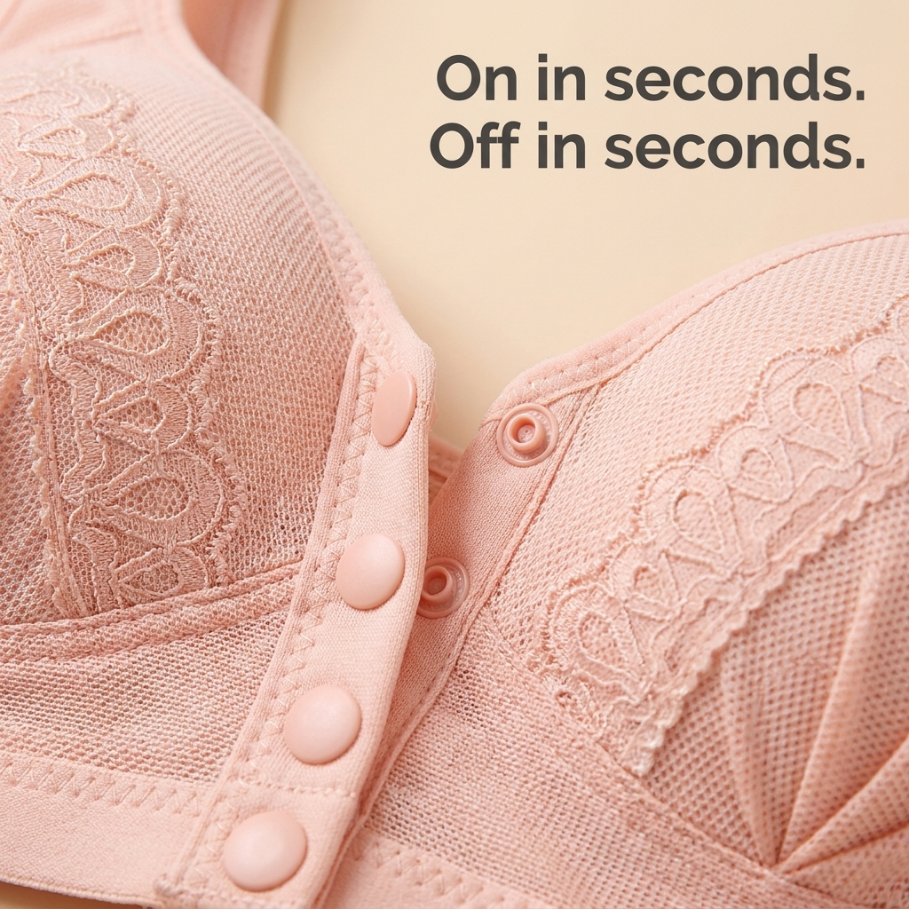 Sculptique™ – Wireless Front-Snap Lift Bra with Lace Detail