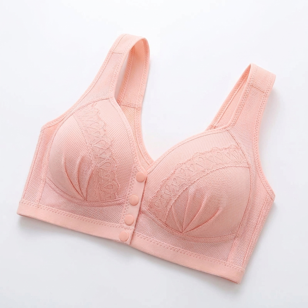 Sculptique™ – Wireless Front-Snap Lift Bra with Lace Detail