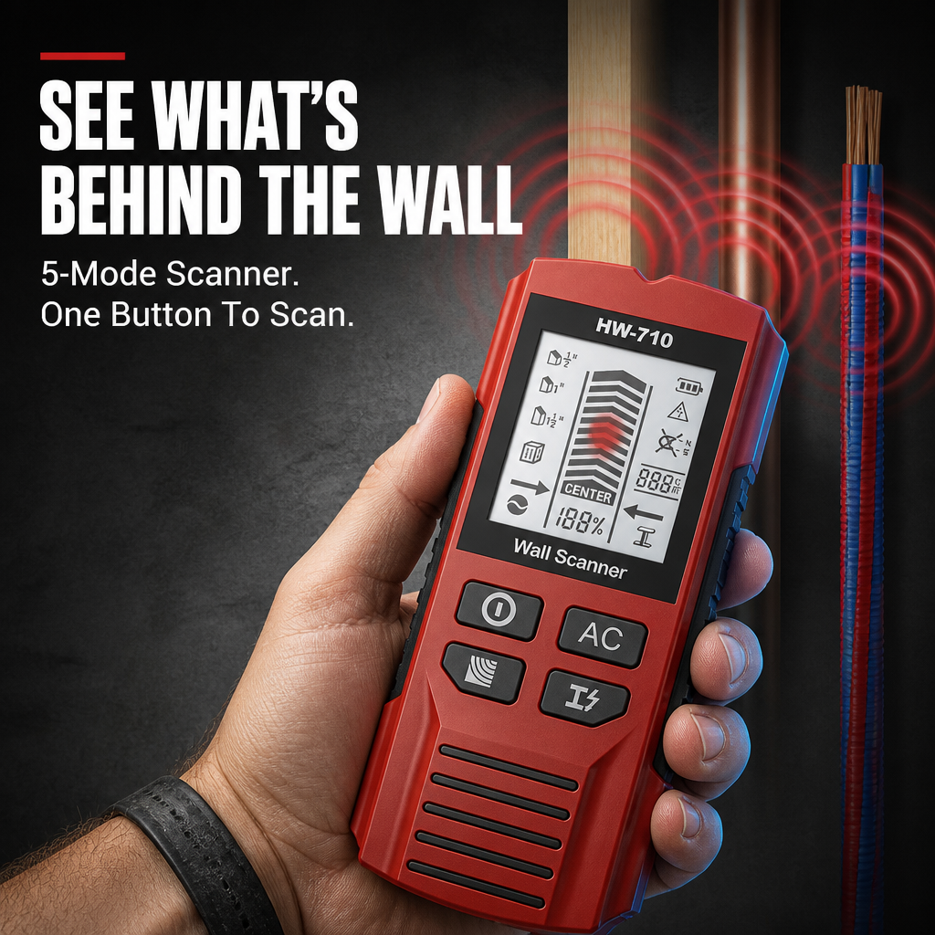 WallScout™ HW-710 — Spot Studs, Wires & Pipes Before You Drill | 5-Mode Scanner