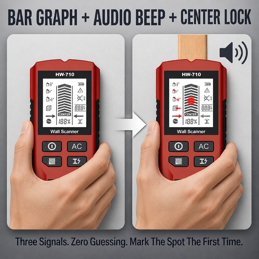 WallScout™ HW-710 — Spot Studs, Wires & Pipes Before You Drill | 5-Mode Scanner