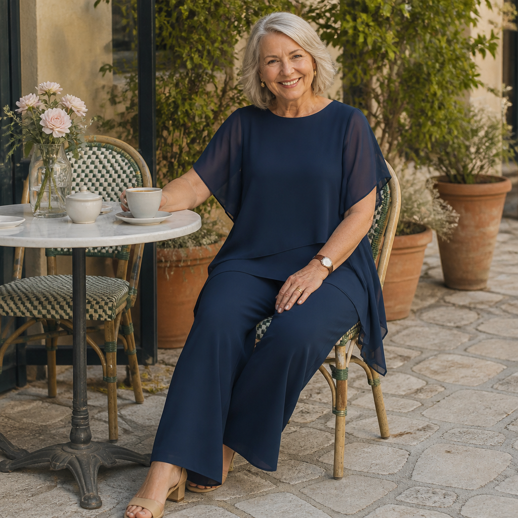 Flexiva™ – Relaxed Two-Piece Set with Soft-Drape Wide-Leg Pants