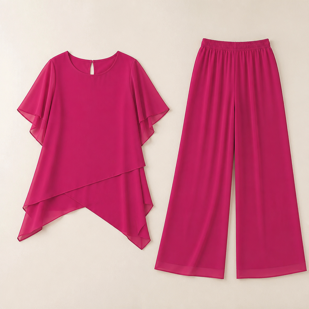 Flexiva™ – Relaxed Two-Piece Set with Soft-Drape Wide-Leg Pants