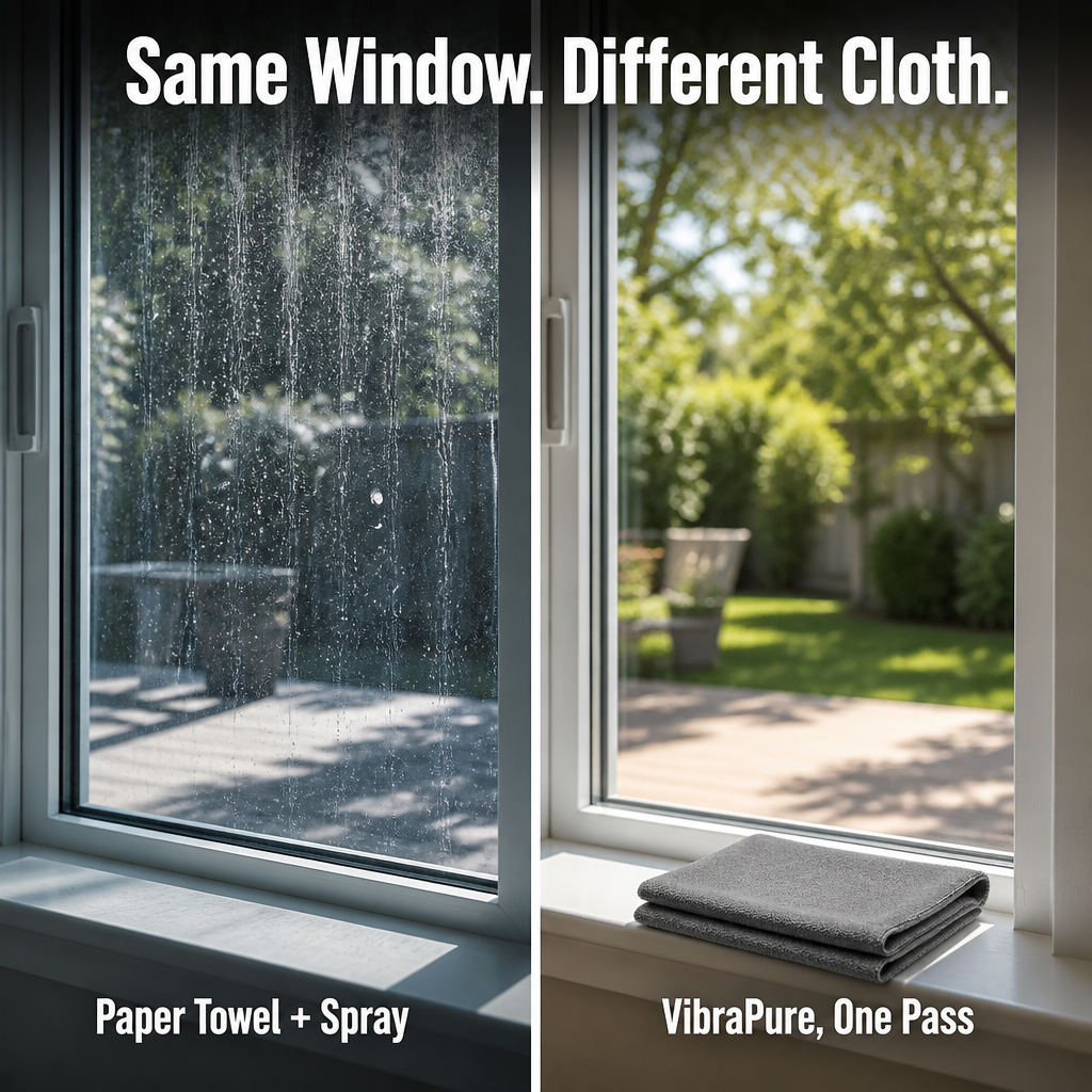 VibraPure™ — Wipe Glass, Screens, and Chrome Streak-Free in One Pass