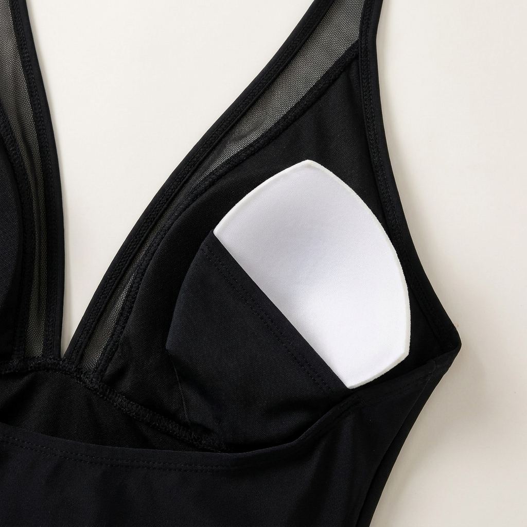 AuraSleek™ – Sculpting Mesh V-Neck One-Piece with Ruched Tummy Control