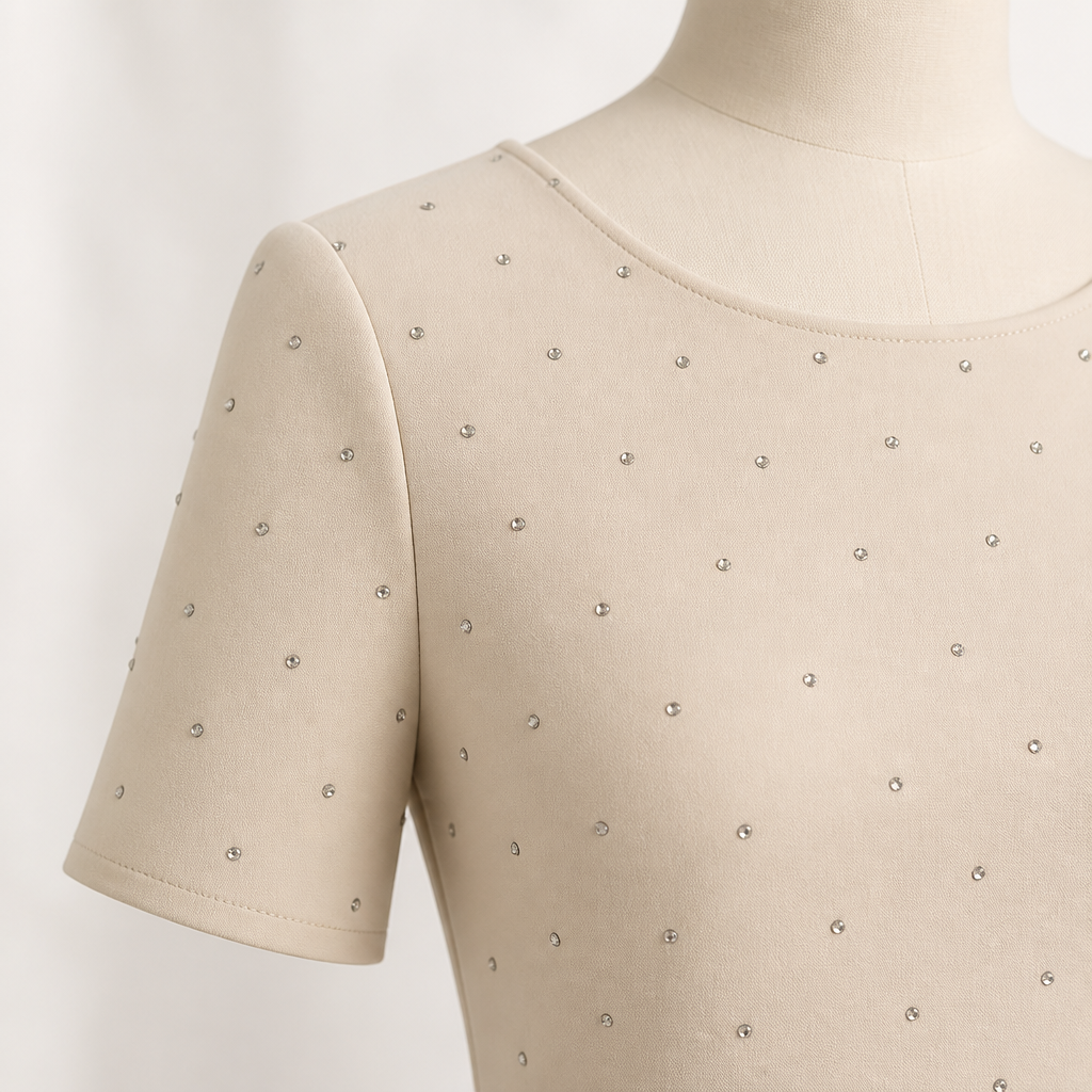 VeroLux™ – Rhinestone-Dotted Mini Dress with Layered Tulle Hem