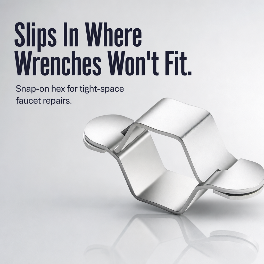 PowerGrip™ — Slide Around Supply Lines, Crank Off Stuck Faucet Nuts Fast