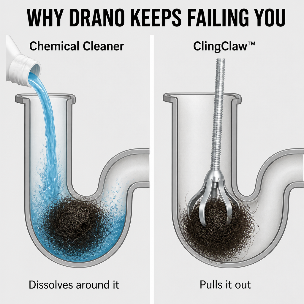 ClingClaw™ — Pull Out The Hairball Drano And Plumbers Can't Reach