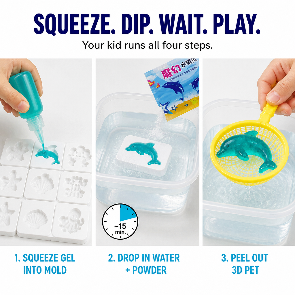 TactilGlow™ — Watch Colored Gel Turn Into Squishy 3D Water Pets
