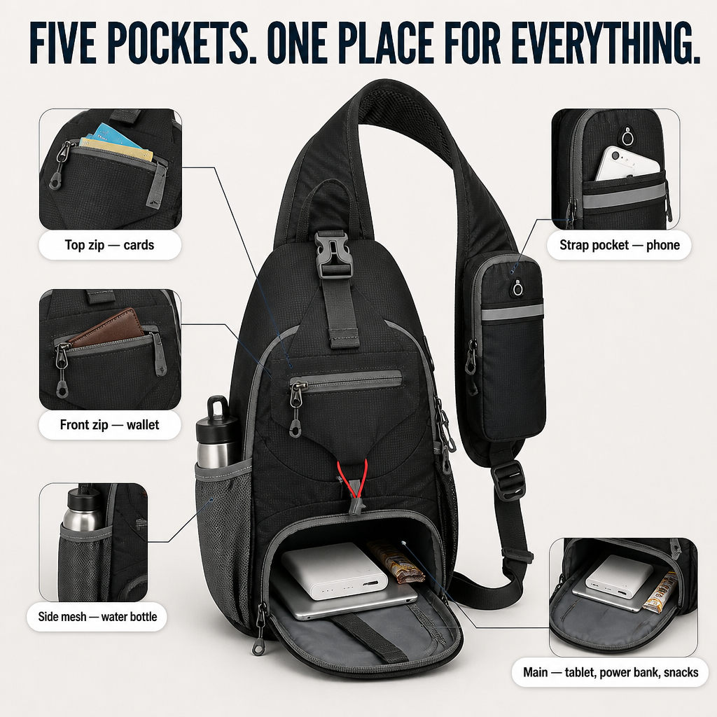 SmartPack™ — Carry Your Phone, Wallet & Water Bottle Without the Backpack Bulk